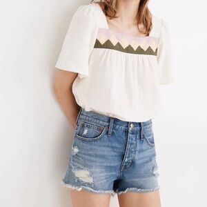 Madewell Relaxed Denim Shorts in Homecrest Wash - Ripped Edition, 33